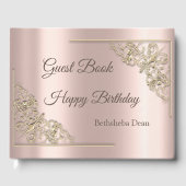 Elegantes Chic Gold Hearts Rose Gold Gästebuch (Vorderseite)