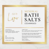 Elegantes Chic Gold Logo Wasserdichte Badesalzen L Schaumweinetikett (Einzelnes Label)