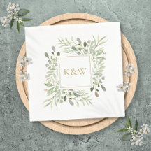 Elegantes Chic Gold Monogramm Florales Grün