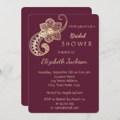 Elegantes Chic Gold Paisley Brautparty Einladung (Vorne/Hinten)