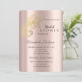 Elegantes Chic Gold Paisley Rose Gold Brautparty Einladung (Stehend Vorderseite)