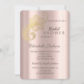 Elegantes Chic Gold Paisley Rose Gold Brautparty Einladung (Vorderseite)