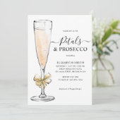 Elegantes Chic Gold Petals Prosecco Brautparty Einladung (Stehend Vorderseite)