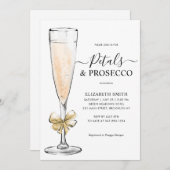 Elegantes Chic Gold Petals Prosecco Brautparty Einladung (Vorne/Hinten)