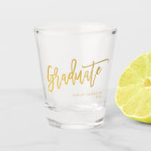 Elegantes Chic Gold Script Graduate Party Schnapsglas (Vorderseite)
