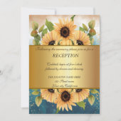 Elegantes Chic Gold, Sonnenblumen Hochzeitsempfang Einladung (Vorderseite)