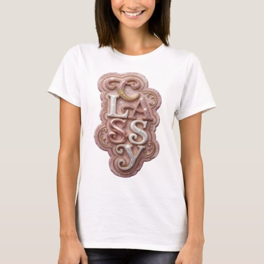 Elegantes Chic-Gold-Text-Design T-Shirt (Vorderseite)
