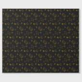 Elegantes Chic Gold und Schwarz Floral Botanical Geschenkpapier (Flach)