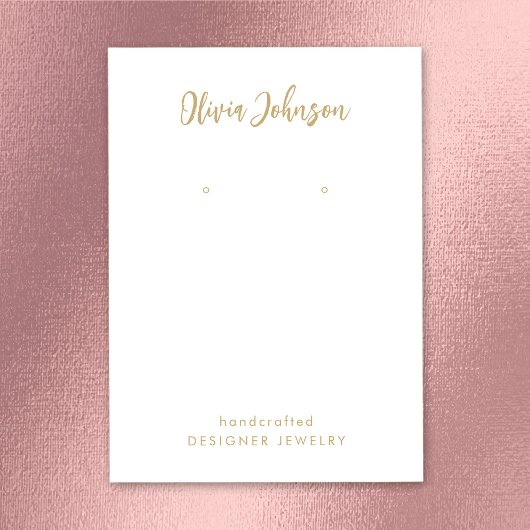 Elegantes Chic Gold White Jewelry Earring Display Visitenkarte