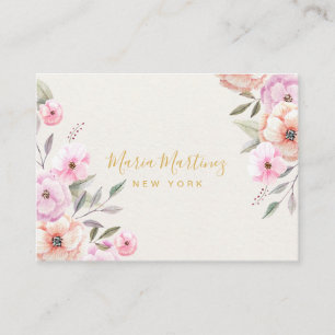 Elegantes Chic Goldrahmen Girly Rosa Floral Visitenkarte