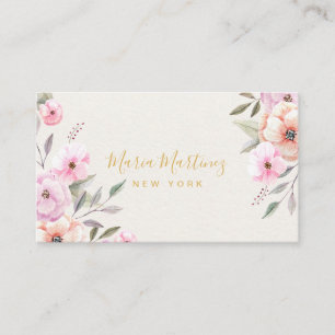 Elegantes Chic Goldrahmen Girly Rosa Floral Visitenkarte