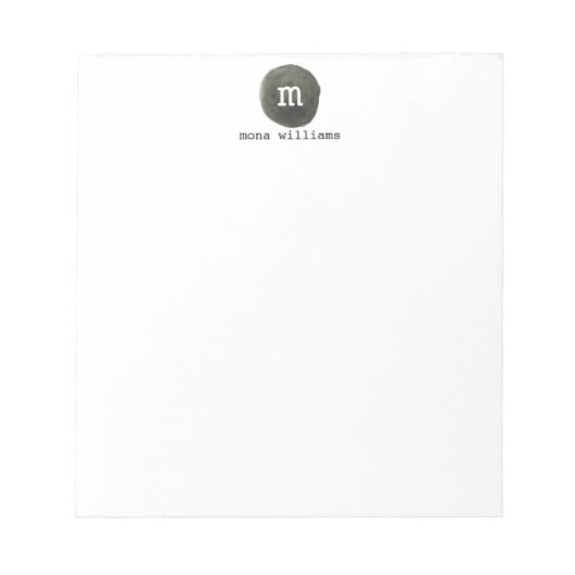 Elegantes Chic Gray Watercolor Circle Black Monogr Notizblock (Vorderseite)
