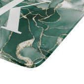 Elegantes Chic Green Gold Marmor Agate Monogram   Schneidebrett (Ecke)