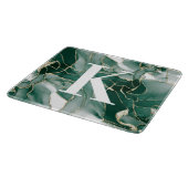 Elegantes Chic Green Gold Marmor Agate Monogram   Schneidebrett (Ecke)