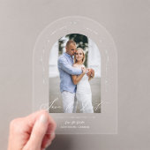 Elegantes Chic Hand Drawn Bow & Ribbon Arch Foto Acryleinladungen (Insitu (Handheld))