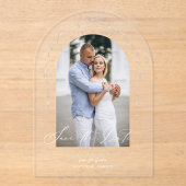 Elegantes Chic Hand Drawn Bow & Ribbon Arch Foto Acryleinladungen (Vorderseite)