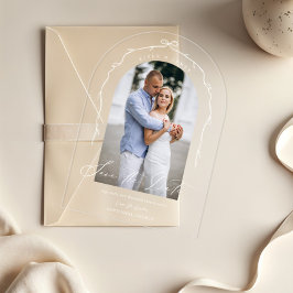 Elegantes Chic Hand Drawn Bow & Ribbon Arch Foto Acryleinladungen