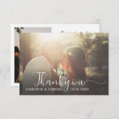 Elegantes Chic Hand Letter Script Wedding Foto Dankeskarte (Vorne/Hinten)