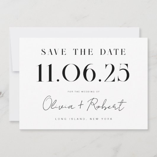 Elegantes Chic Hochzeitdatum Save the Date (Vorderseite)