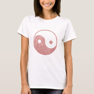 Elegantes Chic-Imitat-Glitzer-Rosen-Gold Ying Yang T-Shirt