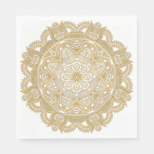 Elegantes Chic Imitate Gold Mandala Blume Muster Serviette