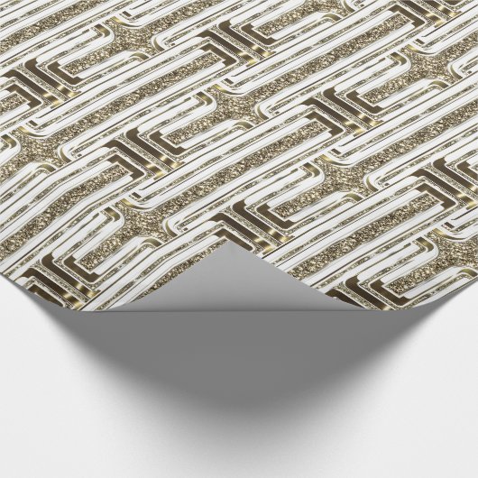 Elegantes Chic Imitate Goldenes Foil Weißes Muster Geschenkpapier (Ecke)