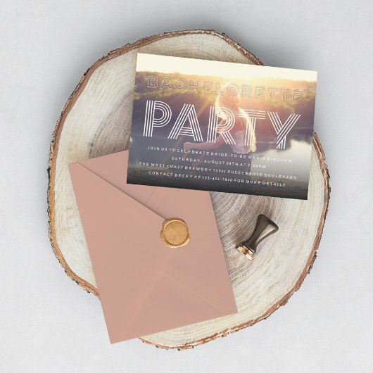 Elegantes Chic Junggeselinnen-Abschied Foto Einladung
