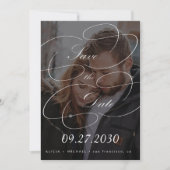 Elegantes, chic kalligraphisches Drehbuch Foto Hoc Save The Date (Vorderseite)