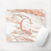 Elegantes Chic Kupfer-Rose Gold-Marmor-Monogramm Mousepad (Mit Mouse)