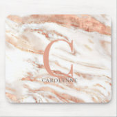 Elegantes Chic Kupfer-Rose Gold-Marmor-Monogramm Mousepad (Vorne)