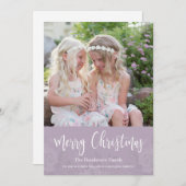 Elegantes Chic Lavender Floral Foto Weihnachten (Vorne/Hinten)