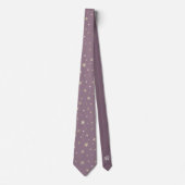 Elegantes Chic Lavender Lila Silver Stars Monogram Krawatte (Vorderseite)