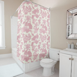 Elegantes Chic Light Pink Toile Deer Woodland Duschvorhang