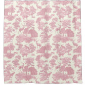 Elegantes Chic Light Pink Toile Deer Woodland Duschvorhang (Vorderseite)