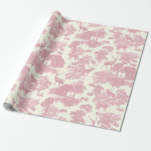 Elegantes Chic Light Pink Toile Deer Woodland