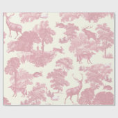 Elegantes Chic Light Pink Toile Deer Woodland Geschenkpapier (Flach)