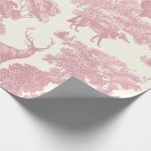 Elegantes Chic Light Pink Toile Deer Woodland Geschenkpapier (Ecke)