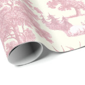 Elegantes Chic Light Pink Toile Deer Woodland Geschenkpapier (Rolleneckpunkt)