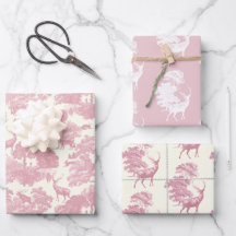 Elegantes Chic Light Pink Toile Deer Woodland
