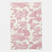 Elegantes Chic Light Pink Toile Deer Woodland Geschirrtuch (Vertikal)