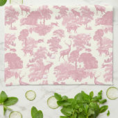 Elegantes Chic Light Pink Toile Deer Woodland Geschirrtuch (Gefaltet)