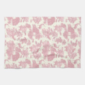 Elegantes Chic Light Pink Toile Deer Woodland Geschirrtuch (Horizontal)