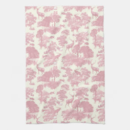 Elegantes Chic Light Pink Toile Deer Woodland Geschirrtuch