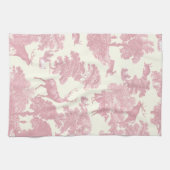 Elegantes Chic Light Pink Toile Deer Woodland Geschirrtuch (Horizontal)