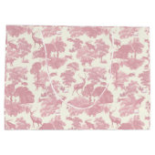 Elegantes Chic Light Pink Toile Deer Woodland Große Geschenktüte (Rückseite)