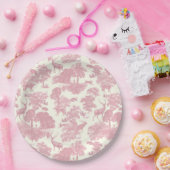 Elegantes Chic Light Pink Toile Deer Woodland Pappteller (Party)