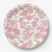 Elegantes Chic Light Pink Toile Deer Woodland Pappteller (Vorderseite)