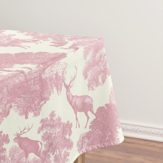 Elegantes Chic Light Pink Toile Deer Woodland Tischdecke (Beispiel)
