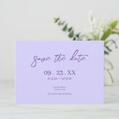 Elegantes Chic Lila Lavendel Save The Date (Stehend Vorderseite)