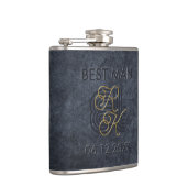 Elegantes Chic Luxury Charcoal Black & Gold Monogr Flachmann (Rechts)